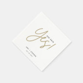 金ゴールドモダン彼女はYes婚約パーティナプキンス スタンダードカクテルナプキン (角)