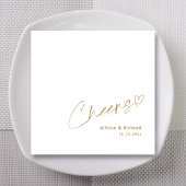 金ゴールドモダン応援ハンドレタリング:エレガントな結婚式 スタンダードカクテルナプキン