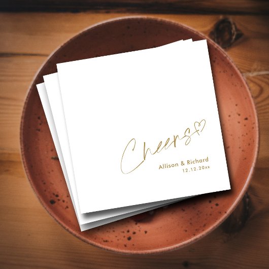 金ゴールドモダン応援ハンドレタリング:エレガントな結婚式 スタンダードカクテルナプキン