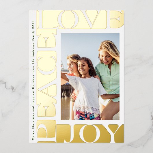 金ゴールドモダン愛の平和JOYワンフォトフレーム 箔シーズンカード (正面)