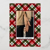 金ゴールドモダン文字と写真 |と明結婚したるい 箔シーズンカード (裏面)