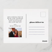 金ゴールドモダン文字と写真 |結婚したとメリー 箔シーズンポストカード (裏面)