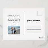 金ゴールドモダン文字と写真 | Joyous Hanukkah 箔シーズンポストカード (裏面)