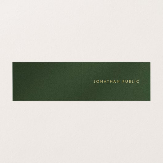 金ゴールドモダン文字エレガントラグジュアリーフォールドグリーン 名刺 (外部フラット)