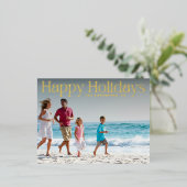 金ゴールドモダン文字ハッピーホリデーズフォト 箔シーズンポストカード (立ち正面)