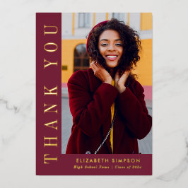 金ゴールドモダン文字卒業ありがとうフォトカード 箔招待状