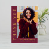 金ゴールドモダン文字卒業ありがとうフォトカード 箔招待状 (立ち正面)