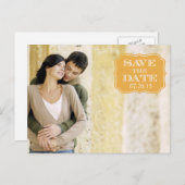 金ゴールドモダン旋回ラベル日付の写真カードを保存 案内ポストカード (正面/裏面)