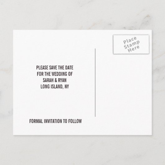 金ゴールドモダン旋回ラベル日付の写真カードを保存 案内ポストカード (裏面)