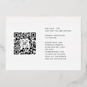 金ゴールドモダン日付3枚の写真QRコード日付を保存 箔招待状 (裏面)