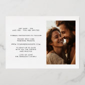 金ゴールドモダン日付4写真日付を保存 箔招待状 (裏面)