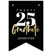 金ゴールドモダン書墨画黒卒業バンティングF バンティングフラッグ (第1の旗)