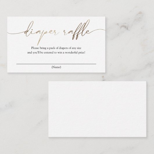 金ゴールドモダン書道おむつラッフル エンクロージャーカード (正面/裏面)