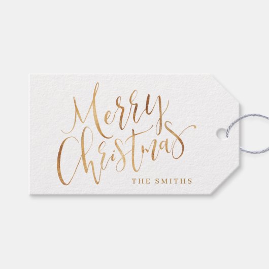 金ゴールドモダン書道シンプルメリークリスマス ギフトタグ (正面(横))