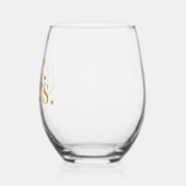 金ゴールドモダン書道夫妻の書結婚跡 ステムなしワイングラス (左)