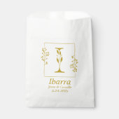 金ゴールドモダン植物手紙Iパーソナライズされた フェイバーバッグ (正面)