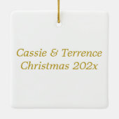 金ゴールドモダン植物文字Aパーソナライズされた セラミックオーナメント (裏面)