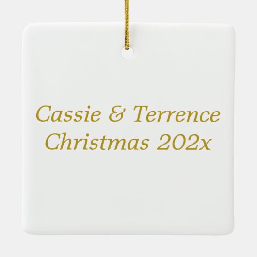 金ゴールドモダン植物文字Aパーソナライズされた セラミックオーナメント (裏面)