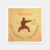 金ゴールドモダン武術アーツ空手キッズ第8誕生日 スタンダードカクテルナプキン (正面)