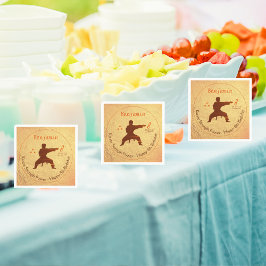 金ゴールドモダン武術アーツ空手キッズ第8誕生日 スタンダードカクテルナプキン