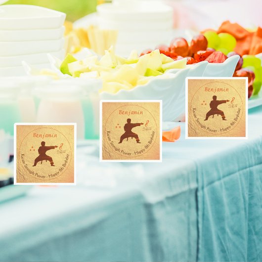 金ゴールドモダン武術アーツ空手キッズ第8誕生日 スタンダードカクテルナプキン