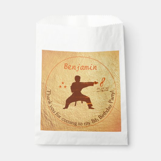 金ゴールドモダン武術アーツ空手キッズ第8誕生日 フェイバーバッグ (正面)