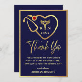 金ゴールドモダン海軍看護学校卒業感謝していY サンキューカード (正面/裏面)