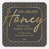 金ゴールドモダン炭ハニカムハニチアパレーベル スクエアシール (正面)