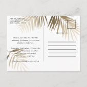 金ゴールドモダン熱帯葉のクラスは日付を保存 インビテーションポストカード (裏面)