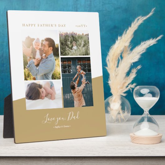 金ゴールドモダン父の日の贈り物フォトコラージュプラーク フォトプラーク (側面)