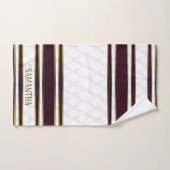 金ゴールドモダン白とブルゴーニュの幾何学的 バスタオルセット (ハンドタオル)