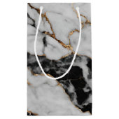 金ゴールドモダン白黒の大理石 スモールペーパーバッグ (裏面)