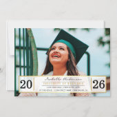 金ゴールドモダン白黒卒業パーティー | フォト マグネット招待状 (正面)