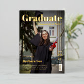 金ゴールドモダン研究誌の卒業会 箔招待状 (立ち正面)