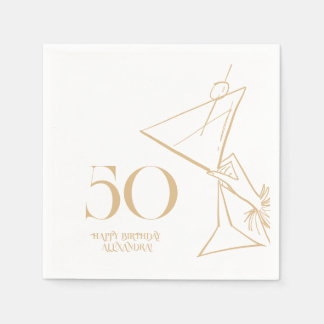 金ゴールドモダン第50期成人誕生日ナプキン スタンダードカクテルナプキン