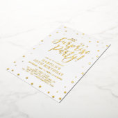 金ゴールドモダン紙吹雪サプライズ誕生日パーティー 箔招待状 (回転した状態)