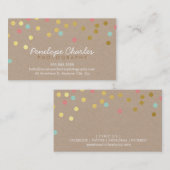 金ゴールドモダン紙吹雪スポットパターン造成サンゴ筏 名刺 (正面/裏面)