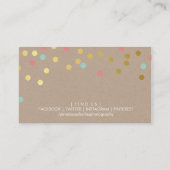 金ゴールドモダン紙吹雪スポットパターン造成サンゴ筏 名刺 (裏面)