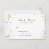 金ゴールドモダン紙吹雪ドットウェディングRSVP返信 出欠カード (正面)