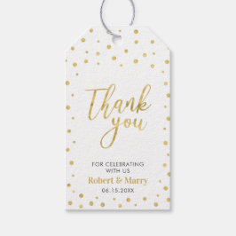 金ゴールドモダン紙吹雪結婚のサンキューラベル ギフトタグ