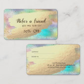 金ゴールドモダン紙吹雪、金ゴールドブラシストロークホログラフィック 紹介カード (正面/裏面)