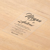 金ゴールドモダン結婚アクリル招待状 アクリル招待状 (レイダウン)