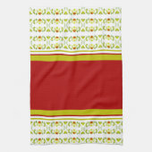 金ゴールドモダン緑パターン(の模様が)ある キッチンタオル (縦)