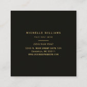 金ゴールドモダン緑葉抽象芸術 スクエア名刺 (裏面)