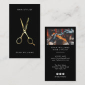 金ゴールドモダン美容師サロンシザースミニマリスト 名刺 (正面/裏面)