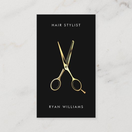 金ゴールドモダン美容師サロンシザースミニマリスト 名刺 (正面)