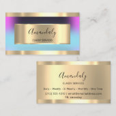 金ゴールドモダン美容師Cobalt BlackGlitter OMBRE 名刺 (正面/裏面)