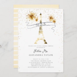 金ゴールドモダン花火エッフェルパリブライダルシャワー 招待状