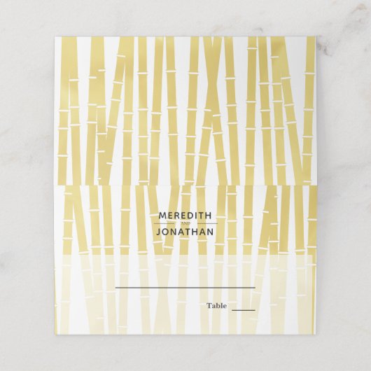 金ゴールドモダン薄紫バンブーグ結婚ローブ座席表 プレイスカード (外部開封)