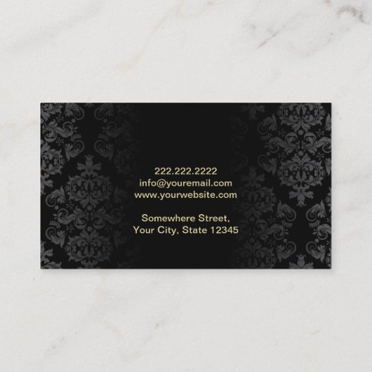 金ゴールドモダン蝶ダマスクメイクアップアーティスト 名刺 (裏面)